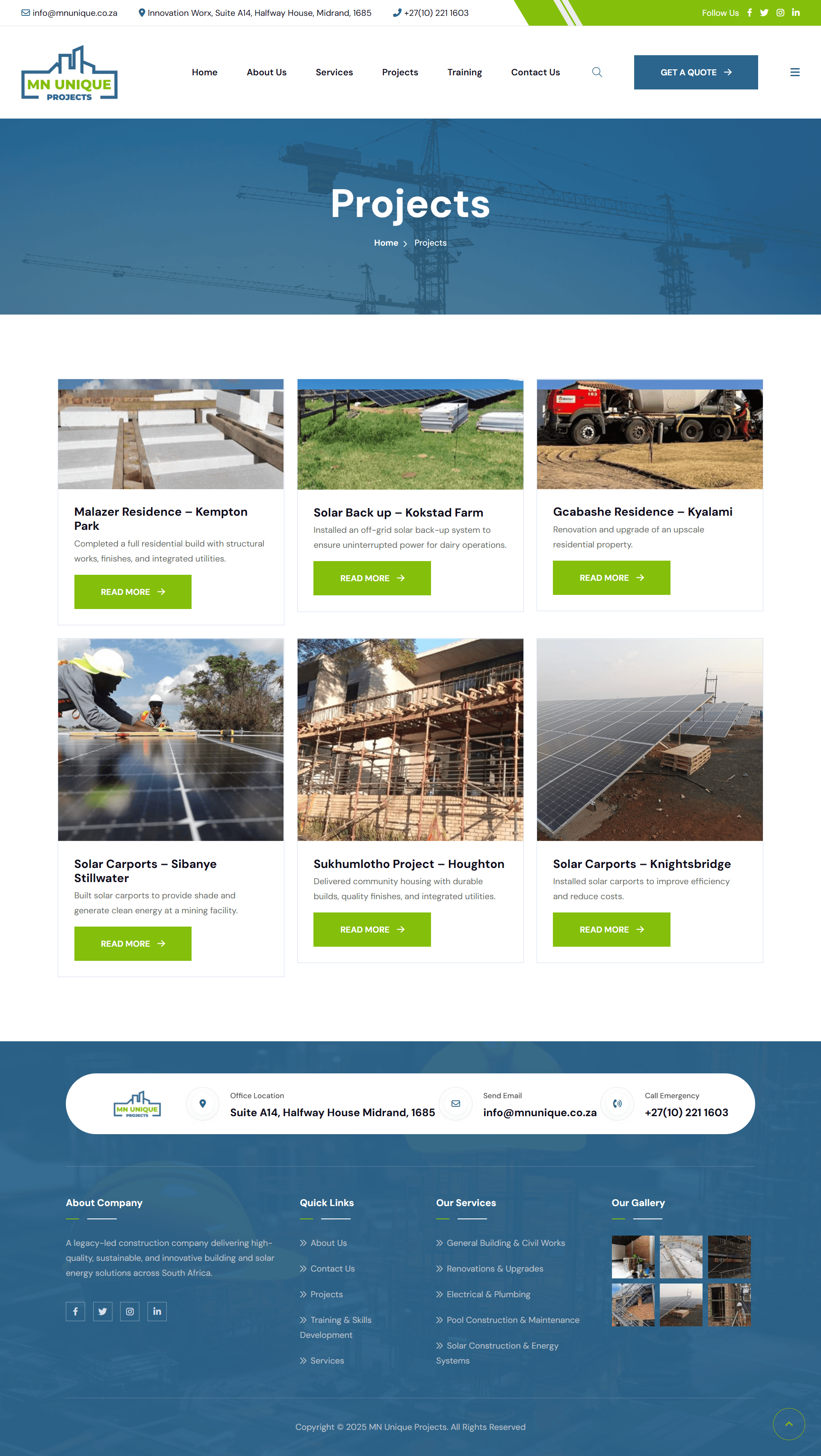 MN Unique Projects website
